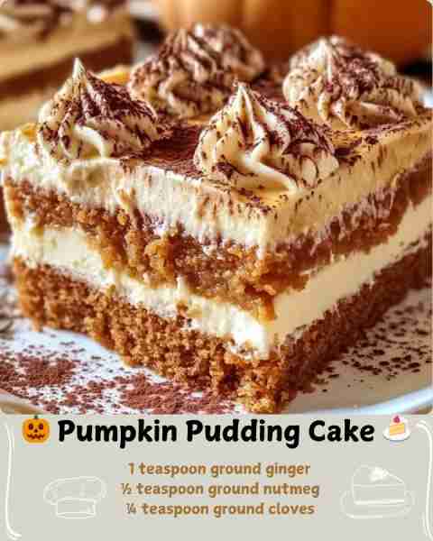 🎃 Pumpkin Pudding Cake 🍰 Ingredients For the Cake Base: 1 package (15.25 oz) yellow cake mix, set...