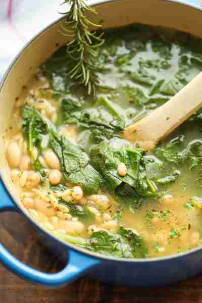 Spinach and White Bean Soup - A healthy and hearty, comforting soup - chock full of fresh spinach, w...