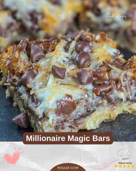 Millionaire Magic Bars A delicious layered treat with a buttery crust, gooey caramel, chocolate, and...