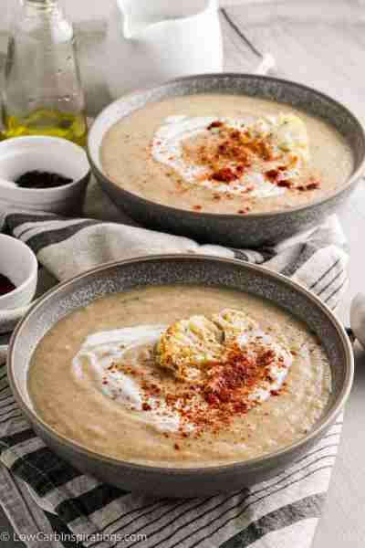 Warm up your soul with Simple and Easy Keto Creamy Cauliflower Soup tonight https://lowcarbinspirati...