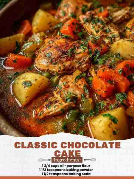 Classic Chocolate Cake Ingredients: 1 ¾ cups all-purpose flour 1 ½ teaspoons baking powder 1 ½ teasp...