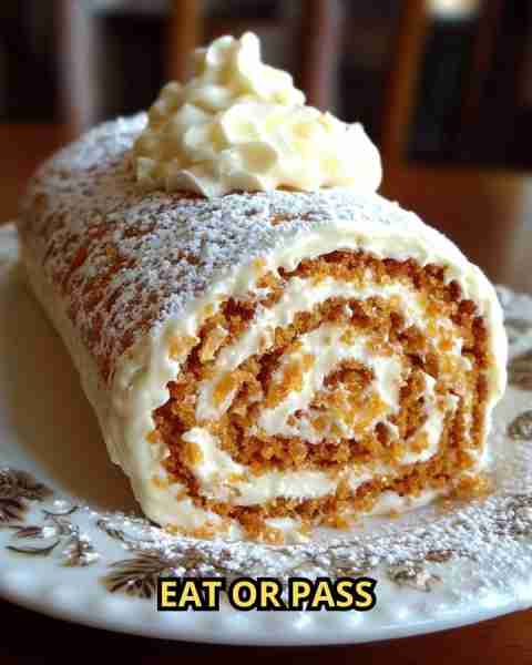 Carrot Cake Roll Ingredients: For the Carrot Cake: 3/4 cup all-purpose flour 1 teaspoon baking powde...