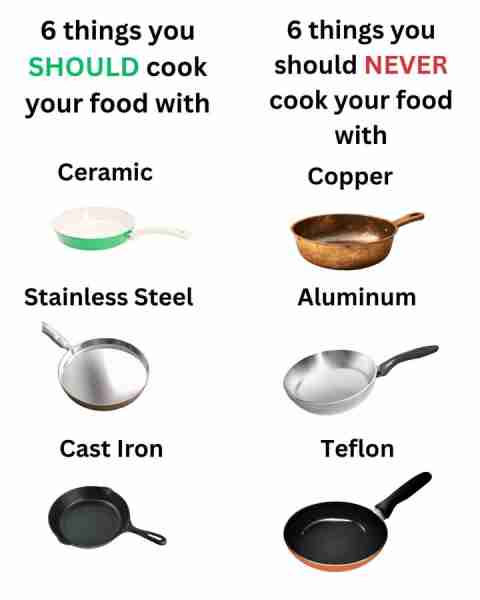 6 things to cook your food with & 6 things to never cook your food with. Full article 👇 💬