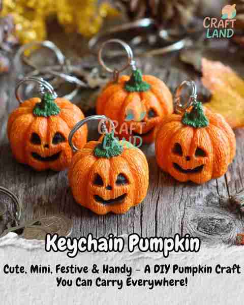 Keychain Pumpkin Supplies: - Polymer clay (orange + green) or felt/fabric scraps (orange + green) -...