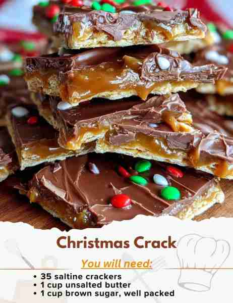 Christmas Crack Ingredients: - 35 saltine crackers (about 1 sleeve, may need a few more or less depe...