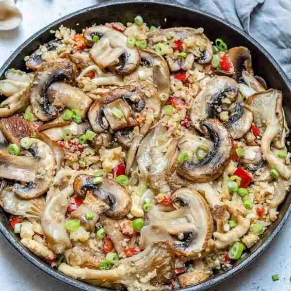 Mushroom Cauliflower Fried 'Rice' is Delicious + Nutritious, so eat up! Do you know that mushrooms...