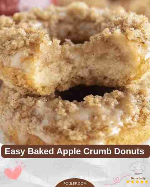Easy Baked Apple Crumb Donuts 🍏 These moist and flavorful apple donuts are topped with a sweet cinn...