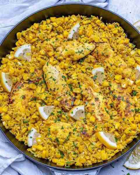 Turmeric Ginger Chicken Rice Skillet Mighty tasty, and great for a Quick Dinner or #MealPrep!