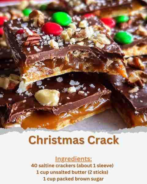 Christmas Crack Ingredients: - 40 saltine crackers (about 1 sleeve) - 1 cup unsalted butter (2 stick...