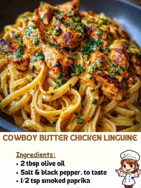 Cowboy Butter Chicken Linguine Ingredients 2 tbsp olive oil Salt & black pepper, to taste ½ tsp smo...