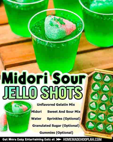 A fun party favor with a hint of melon, these Midori sour jello shots are made with the namesake liq...