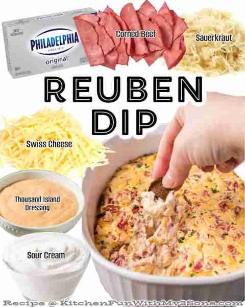 REUBEN DIP - Crowd Favorite! recipe from Kitchen Fun With My 3 Sons