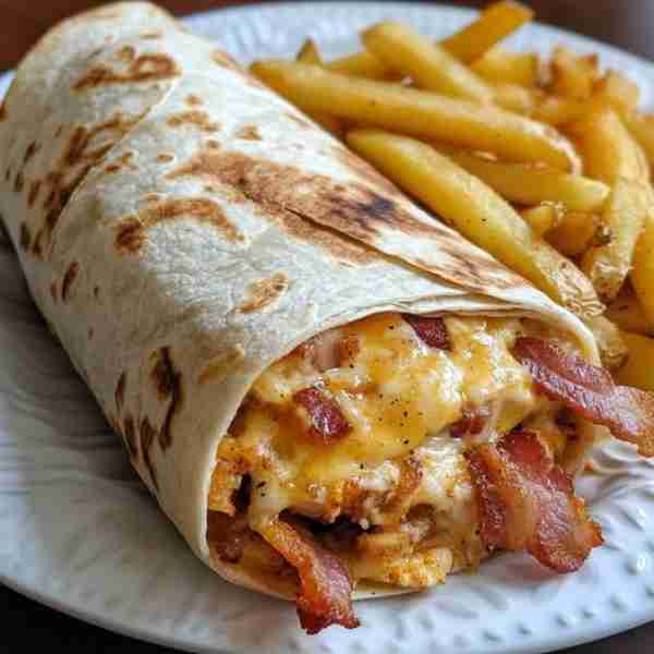 🥙 Chicken Bacon Ranch Wrap Recipe Ingredients: 1 large flour tortilla 1 cup cooked chicken breast (...