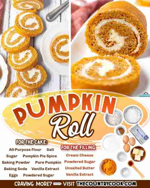 This Homemade Pumpkin Roll recipe is made with a sweet cream cheese filling rolled up into a delicio...