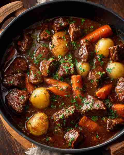 EASY HOMEMADE BEEF STEW Ingredients: - 2 lbs Beef Chuck Roast cut chunks, excess fat removed - 1 Ts...