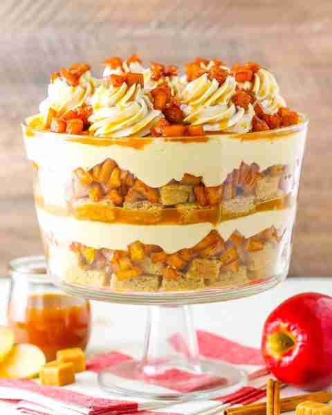 This Caramel Apple Cheesecake Blondie Trifle is made with layers of cinnamon blondie, tender cinnamo...