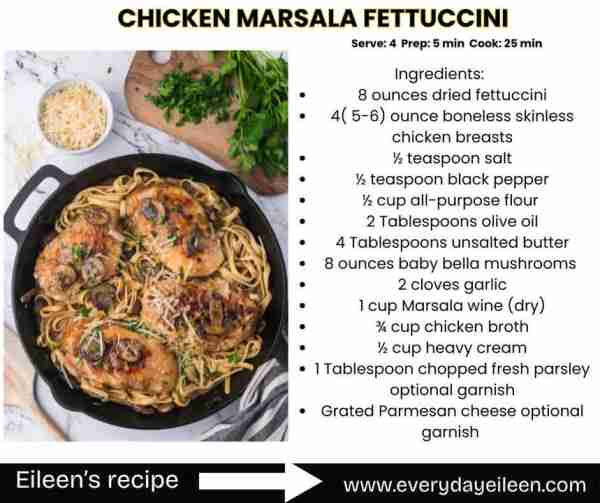 🍄🍄Chicken Marsala Fettucini, ready in less than 30, is absolutely delicious. 🍵 ✅✅ Recipe link i...