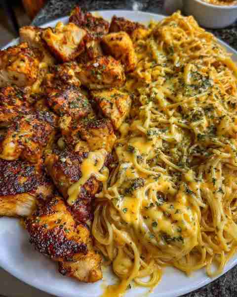 Cajun Garlic Butter Chicken Spaghetti with Cheesy Cream Ingredients: 1 pound spaghetti 1.5 pounds bo...
