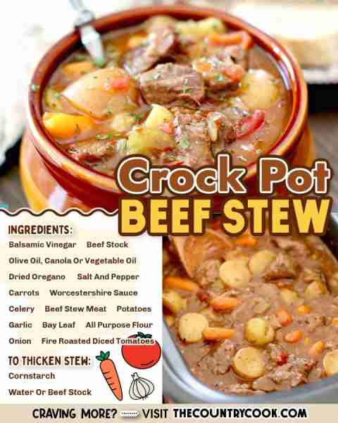 A simple, rib-sticking crock pot beef stew that is perfect for cold days! A thick, chunky stew full...