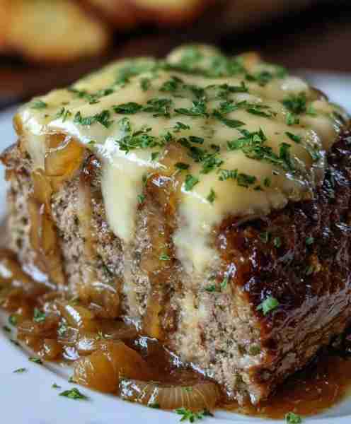 Crockpot French Onion Meatloaf with Melted Swiss Cheese Ingredients: 2 lbs ground beef (80/20 blend)...