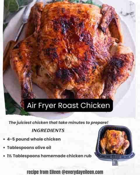 Air Fryer Roast Chicken - the juiciest chicken and it is so full of flavor. You can vary the seasoni...