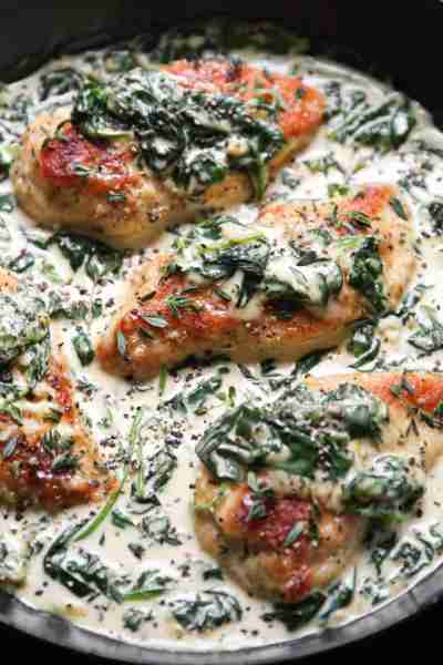 Creamy Parmesan Spinach Chicken in 30 minutes in one pan!