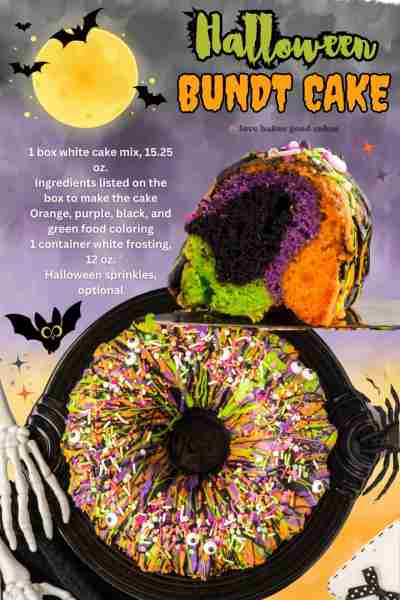 Wow your guests with this Halloween Bundt Cake! Colorful layers, sweet frosting, and sprinkles make...