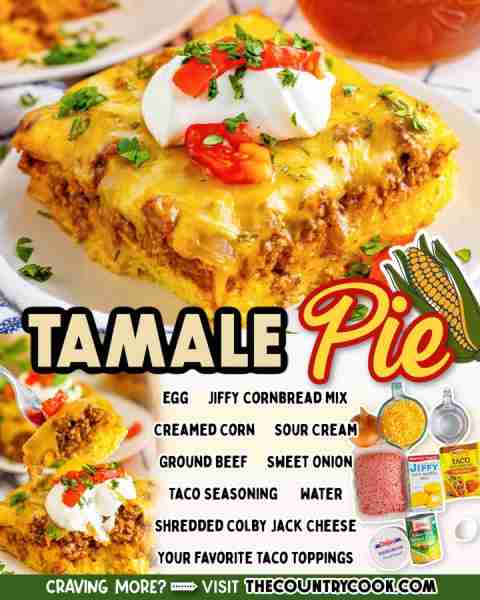 Tamale Pie has a cornbread base and layers of cheesy ground beef and your favorite taco toppings. An...