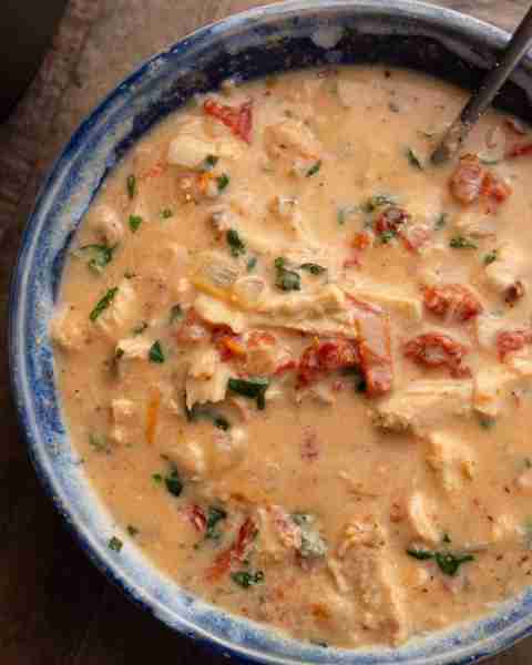 This Marry Me Chicken Soup features the familiar flavors of sun-dried tomato, garlic and parmesan.