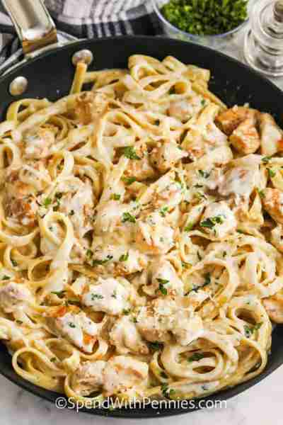 Comment RECIPE to get the recipe! Tender chicken breasts are combined with pasta in a rich and cream...