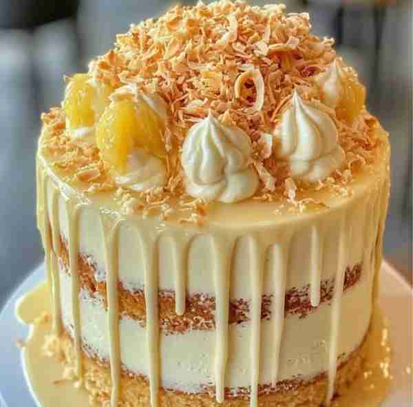 Coconut Cream Cake with Pineapple Jam Filling Fluffy. Fruity. Full of sunshine. 🍰 Ingredients For t...
