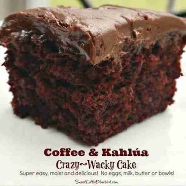 Kahlua Crazy/Wacky Cake! 💖 No eggs, milk, butter or bowls! Indulgent and easy! 💖 Perfect for those...