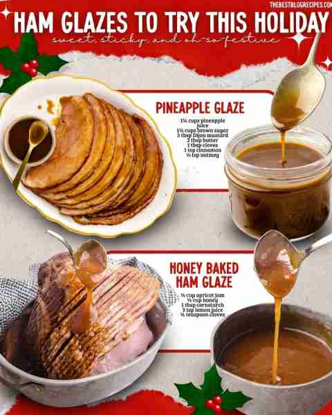 HOLIDAY HAM GLAZES 2 WAYS 🍍🍯 sweet, shiny & crowd-pleasing! 1️⃣ PINEAPPLE GLAZE FOR HAM 🍍 1¼ cups...