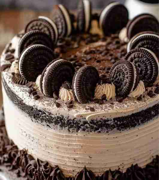 🍪 Cookies and Cream Cake Recipe Soft cake, creamy Oreo frosting, and crunchy cookie bits in every b...