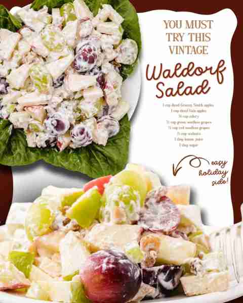 WALDORF SALAD 🍏🍇 crisp, fresh & full of flavor! INGREDIENTS ⬇️ 1 cup diced Granny Smith apples 1 c...