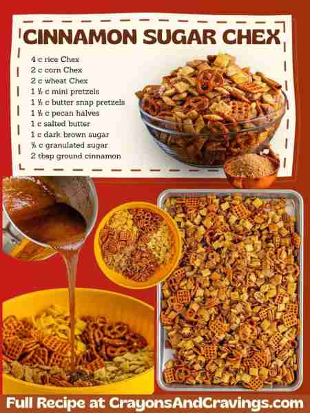 Cinnamon Sugar Chex Mix - Sweet, crunchy, & totally addictive! 🥨✨ Full recipe👇