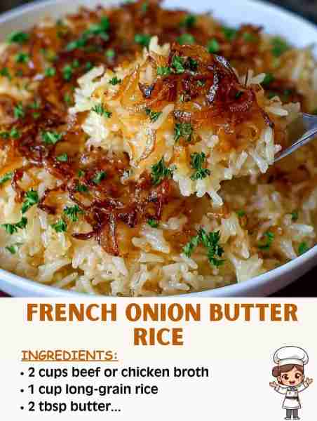 🧈🧅 French Onion Butter Rice – Rich, Savory, and Comforting! Ingredients: 1 cup long-grain rice 2 c...