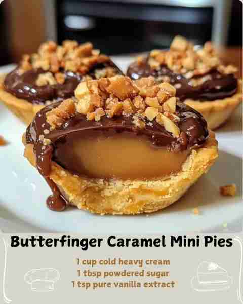 🍫 Butterfinger Caramel Mini Pies 🥧 Ingredients For the crust: 1½ cups finely ground graham cracker...