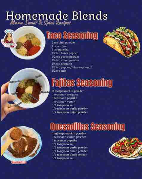 Homemade Mexican Style Seasoning Blends! Each recipe is good for 1 pound of meat. You can double or...