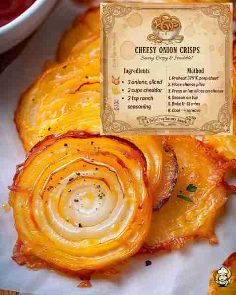 Made a tray of these Cheesy Onion Crisps for game night — and let me tell you, folks grabbed them fa...