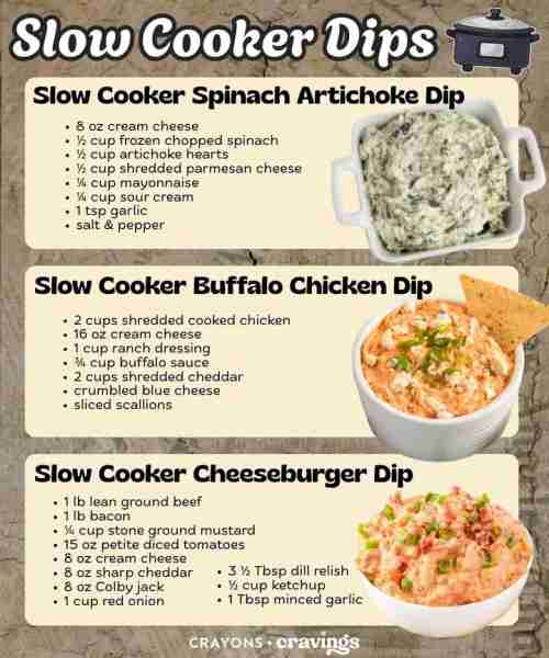 These slow cooker dips are our go-to for parties, game days, or honestly… just because. Recipes 👇