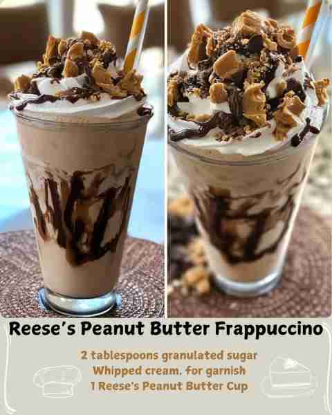 ☕️ Reese’s Peanut Butter Frappuccino ❄️ Ingredients 1 cup strongly brewed coffee, chilled 1 cup ice...