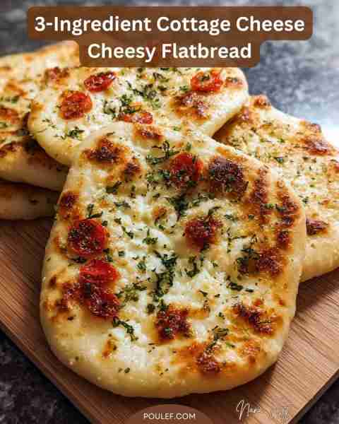 3-Ingredient Cottage Cheese Cheesy Flatbread – Quick, Low-Carb & High-Protein🫓🧀 Soft, cheesy, and...