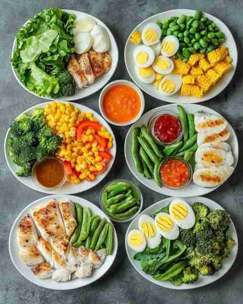 1️⃣ Grilled Chicken and Lettuce Bowl Ingredients: 🥬 Lettuce leaves 🐓 Grilled chicken breast (slice...