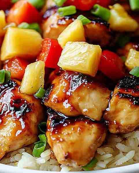Hawaiian Pineapple Chicken and Rice Recipe 🍍🍗 Ingredients: 1.5 lbs chicken breast, cut into bite-s...