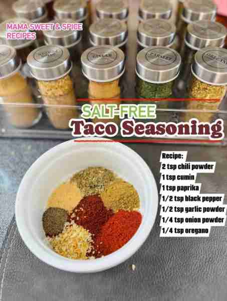 Homemade TacoSeasoning - Salt-Free version I love making my own blends! It’s fun and you know what’s...