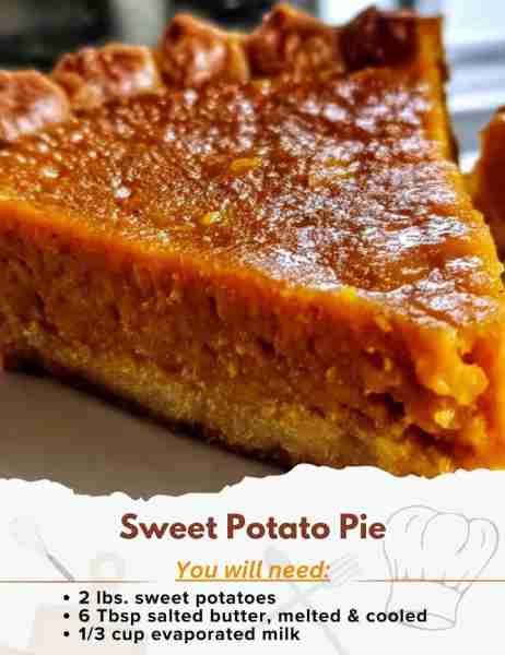 Sweet Potato Pie Ingredients: - 1 deep dish pie crust - 2 lbs. sweet potatoes* - 6 Tbsp salted butte...