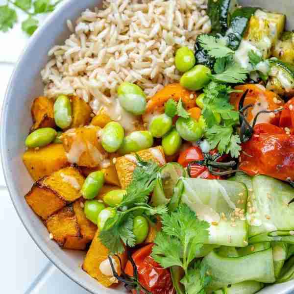 Roasted Pumpkin Buddha Bowls for plant-based and extremely hearty, satisfying, and really darn tasty...