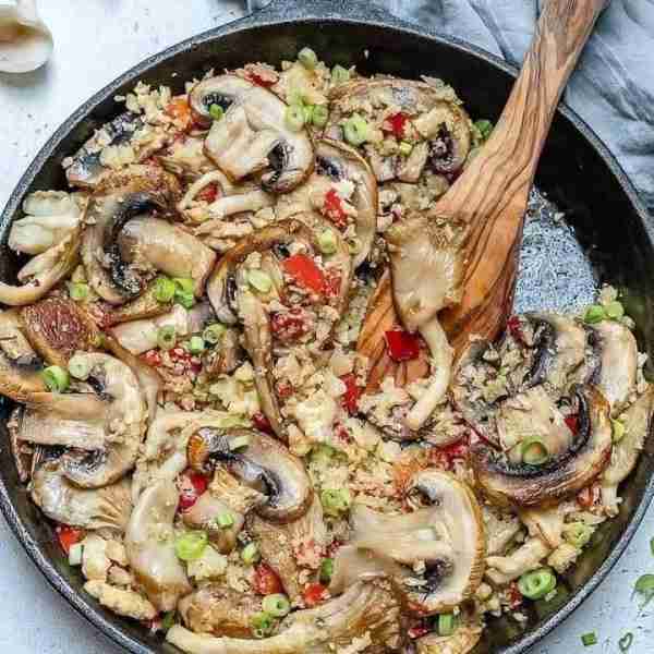 I strongly suggest you add our yummy Mushroom Cauliflower Fried 'Rice' recipe to your menu this week...