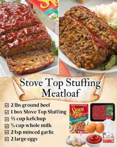 STOVE TOP STUFFING MEATLOAF! recipe from Princess Pinky Girl ▢ ground beef ▢ Stove Top Stuffing ▢ ke...